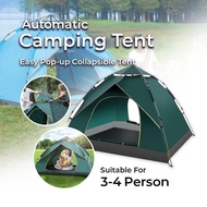 Automatic Foldable Camping Tent 3-4 Person Pop-up Spacious Outdoor Waterproof Lightweight
