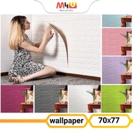 (Ready Stock From KL) 70X77Wall Stickers PE Foam 3D WallPaper Brick Waterproof Self Adhesive Wallpaper