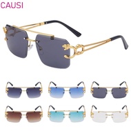 CAUSI Cheetah Decoration Fashion Metal Rimless Eyewear Shades