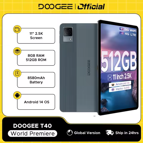 DOOGEE T40 Tablet 11" 2.5K Display 8GB 512GB Helio G99 Octa-Core 8580mAh Battery 16MP Camera Quad Sp