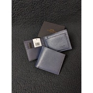 Coach Safiano F59112 Compact Men's Short Wallet 3 in 1 Crossgrain Leather Blue