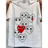 CDG PLAY Limited Edition White Red Heart Black Heart Short-Sleeved T-Shirt