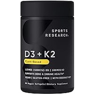 Sports Research Plant-Based Vitamin K2 + D3 with Organic Coconut Oil 60粒
