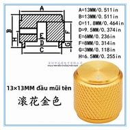 13X13 Mm Full Nhôm Chiết Áp Núm Điều Chỉnh Âm Lượng Âm Thanh Lỗ Tròn 6 Mm Điều Khiển Từ Xa Linh Kiện