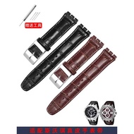 Substitute SWATCH Genuine Leather Watch Strap Waterproof SWATCH Men Women Style Bracelet Bump Mouth 