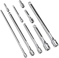 9 Piece 1/4", 3/8" and 1/2" Drive Wobble Socket Extensions with High Visibility Markings and Triple 