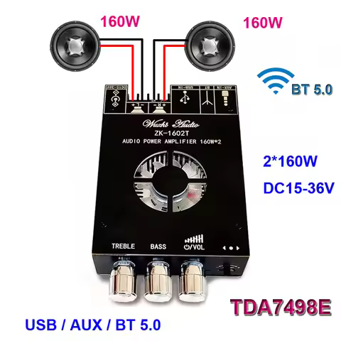 160W + 160W TDA7498E Power Stereo Amplifier Board Bluetooth-Compatible Equalizer Class D Home Theate