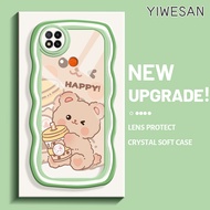 YIWESAN Casing Ponsel untuk Xiaomi Redmi 9C NFC Redmi 8 9A 10C 8A 9T Case kartun Hp beruang kecil fesyen Casing batas gelombang Kesing silikon Softcase