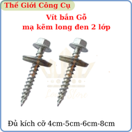 [Bao 1 kg] Vít Bắn Tôn Gỗ Chống Thấm Cao Cấp Mạ Kẽm Long Đen 2 Lớp Đủ Kích Cỡ 4cm-5cm-6cm-8cm