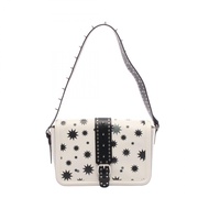 [二手，A級] RED RED VALENTINO單肩包，白色/黑色皮革，鉚釘單肩包，女士。