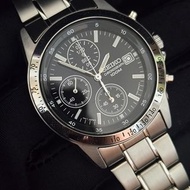 精工Seiko 7T92-0DW0 深黑面X白銀框日本國內販售款 三眼計時手錶【歡迎參觀賣場 更多優質腕錶】