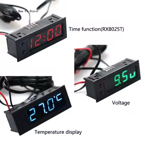 E8BD Three in One Multifunction Luminous Car Clock Thermometer Voltage Meter Suitable for Motor Vehi