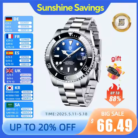 Pagani Design 2025 Men Automatic Mechanical Watch PD1661 Japan NH36 Dive Stainless Steel Waterproof 