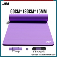 JBA Yoga Mat Thick 15mm With Carry Bag NBR Anti-Tear Waterproof High Density Durable Exercise Mat Su