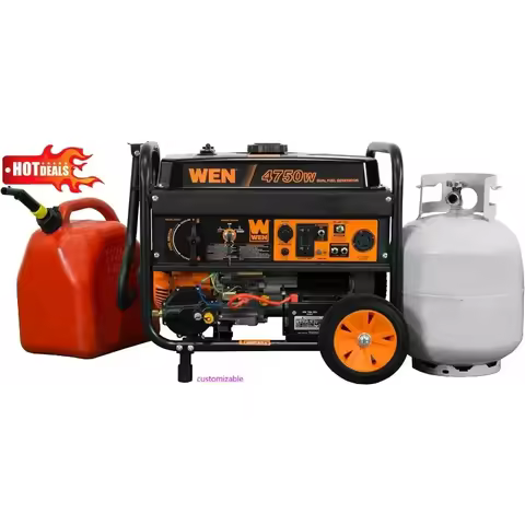 2025 Dual Fuel Portable Generator with Wheel Kit and Electric Start (DF475T)，4,750-Watt 120V/240V
