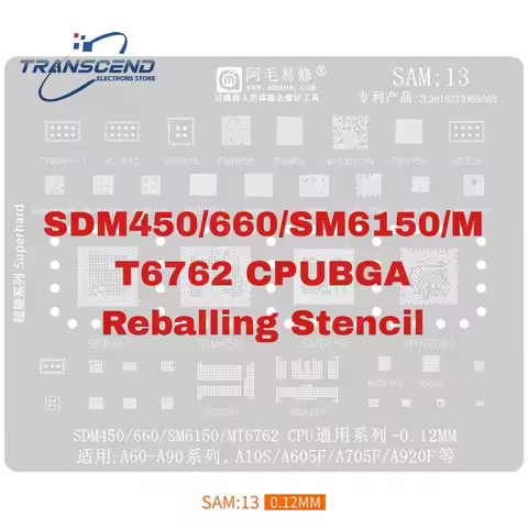Amao SAM13 SDM450/660/SM6150/MT6762 CPU PM6150 MT6357CRV MT6177MV PM660 BGA Reballing Stencil Net fo