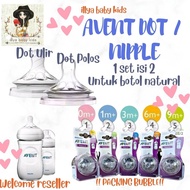 AVENT TEAT NATURAL CONTENTS 2 THREADS | AVENT MILK BOTTLE DOT | AVENT NIPPLE RESPONSE