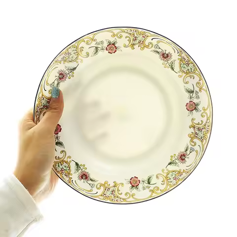 4pcs Set, 8inch, Fine Bone China Platter, Porcelain Dinner Plates Set, Ceramic Dinnerware Set Plates