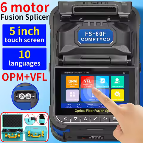 COMPTYCO FS-60F Optical Fiber Fusion Splicer Fiber Optic Hot Melt Machine Welding Machine 10 Languag