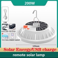 ready  stock 400W 200W Rechargeable LED Bulb Lamp Remote Control Solar Charge 120/60 lamp beads Port