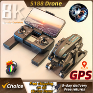 New S188 Drone GPS 8K HD Triple Camera 4K Optical Flow Positioning Obstacle Avoidance Photography Fo