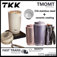 TKK Coffee Cup 316 Stainless Steel+Ceramic Coating Coffee Cup 400ML Compact and Portable High Beauty