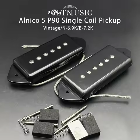 Dog Ear Vintage P90 Pickup N-6.9K/B-7.2K Soapbar Pickup Alnico 5 Single Coil Bridge Pickup Black/Whi