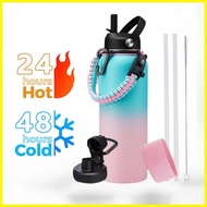 ☜ ◎ ❃ (40oz) Insulated Water Bottle Flask Tumbler 1 liter  Hot and Cold Vacuum with Spout Lid/Straw