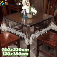 SUYO Waterproof Table Cloth, Lace Embroidered Transparent PVC Table Cloth,   PVC Soft 140x220cm/120x