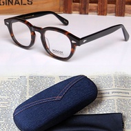 แว่นกันแดดทรงกลมสองสีสำหรับผู้ชายและผู้หญิง แว่นสายตาแบบแบน วัสดุโพลิเมอร์ แบรนด์ Moscot Lempsho Yue