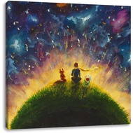 Canvas picture, Oil painting "The Little Prince", Size: 15.7 x 15.7 inch fully assembled on a wooden