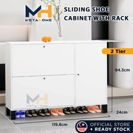 METAHOME 2 Tier Sliding Shoe Cabinet with Rak XL Large Capacity Almari Rak Kasut Shoes Rack Kabinet 