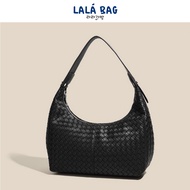 LALÁ BAG BV Inspired Imitation Weaved Texture Leather Hobo Shoulder Bag