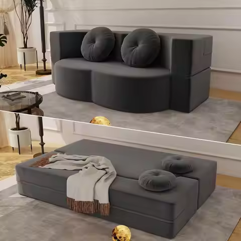 79in Convertible Sleeper Sofa Bed Pillows Pull Out Corduroy Folding Couch Living Room Bedroom, Custo