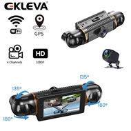 EKLEVA บันทึกวิดีโอ4ช่อง360องศา4*1080P หน้า + ซ้าย + ขวา + หลังเลนส์ HD กล้องติดรถยนต์เครื่องบันทึก 