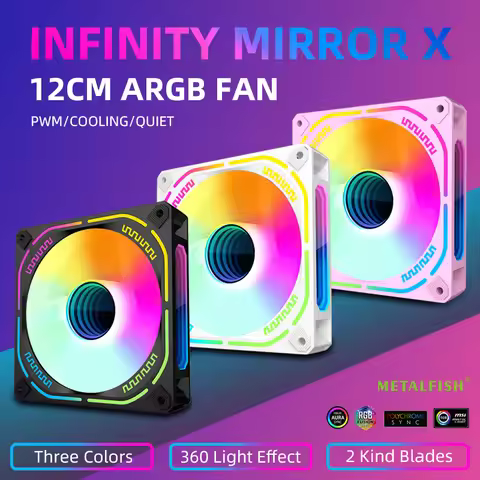 METALFISH HJ-12 120mm PWM PC Computer Case Fan 5V 3Pin Sync Argb Quiet Cooling Fans