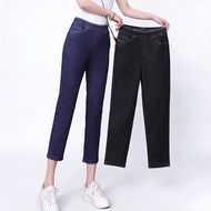 Women's Ultra-Thin 7/8-Length Jeans Summer High Waist Slim-Fit Plus Size Stretchy Slimming Solid Col