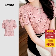 Lovito Elegant Blouse Cut Out Spring/summer Pink Blouse for Women L198ED539 Lovito Blaus Elegan Poto