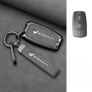 Ốp Chìa Khóa Xe Vinfast VF3 Bọc Chìa Khoá Xe Điện Bằng Da + Hợp Kim Cao Cấp - Móc Khóa - Phụ Kiện Xe
