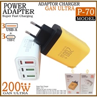 200W GAN ULTRA 3 USB-A+3USB-C Power Adapter Model P70 Super Fast Charging Universal