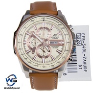 Casio Edifice EFR-549L-7A Rose Gold Ion Plated Bezel Leather 100M Men's Watch