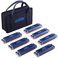 Easttop Harmonica 7 Keys Set 10 Hole 20 Tone Diatonic Blues Harmonica Mouth Organ with Case Top Grad