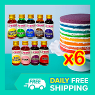 6 bottles FERNA FOOD COLORING for Baking Set (6x 30ml) Cake Fondant Icing Set Slime Blue Chocolate B