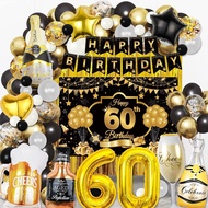 1Set 50th 60th 70th Birthday Party Decorations Birthday Balloon Kit Black Gold Confetti Balloon Set 