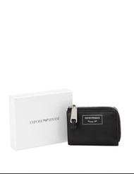 「特價優惠」全新商品含盒裝！日本自己帶回來的Emporio Armani黑色全新亞曼尼皮革拉鍊迷你皮夾