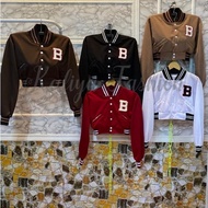 B BASEBALL JACKET | CROOPE VARSITY JACKET | WOMEN'S CROPE BASEBALL JACKET