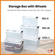 Clear Plastic Storage Box (65L/90L/120L) Kotak Simpanan roda/ Storage Box with wheel Plastic Storage
