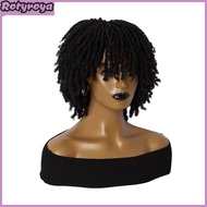 Women Afro Dreadlock Curly Wig with Bangs Fluffy Natural Looking High Temperature Fiber Ladies Short