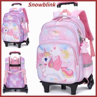 Beg Sekolah Troli 2/6 Roda Kids Rolling Unicorn Backpacks Kids Wheeled School Bag with 2/6Wheels Tro