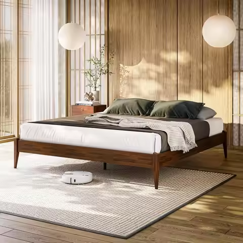 Dinkee King Bed Frame Wood 15 Inch - Solid Wood Platform Bed Frame - Japanese Joinery Bed - Modern &